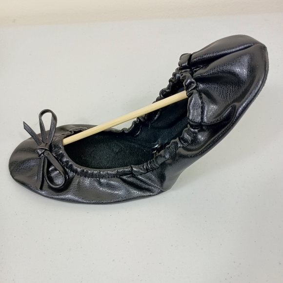 Sidekicks Foldable Ballet Flats Black Large 8.5-9.5 Bows Portable Travel Pouch - Picture 6 of 15